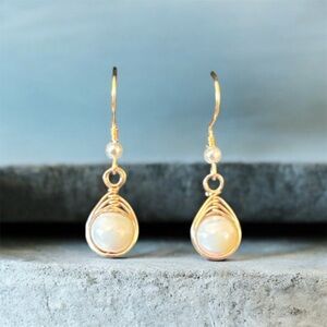Gold and Pearl Teardrop Earrings